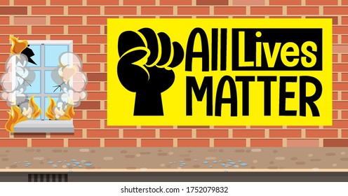 Destroying scene from protest illustration