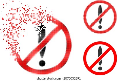 Destructed Dotted No Problem Icon With Halftone Version. Vector Destruction Effect For No Problem Icon. Pixelated Transformation Effect For No Problem Gives Motion Of Cyberspace World.