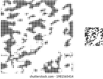 Icono de punto de semitono destruido. La matriz de semitono contiene puntos de círculo. Ilustración vectorial del icono destruido en un fondo blanco. abstracción plana para símbolo destruido.