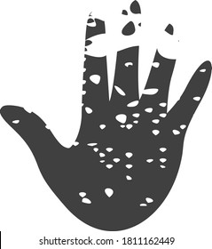 Destructed hand icon on a white background. Isolated destructed hand symbol with flat style.