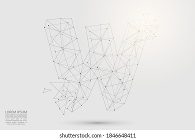 The destruction of the abstract font of English letters is made up of triangles, lines, points and connections. Vector illustration EPS 10.