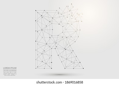 The Destruction Of The Abstract Font Of English Letters Is Made Up Of Triangles, Lines, Points And Connections. Vector Illustration EPS 10.