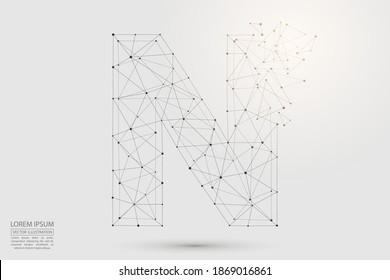 The Destruction Of The Abstract Font Of English Letters Is Made Up Of Triangles, Lines, Points And Connections. Vector Illustration EPS 10.