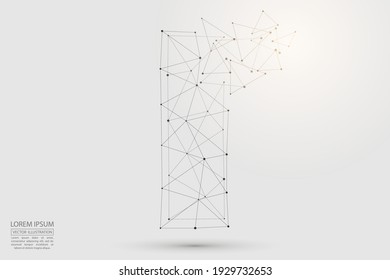 The Destruction Of The Abstract Font Of English Letters Is Made Up Of Triangles, Lines, Points And Connections. Vector Illustration EPS 10.