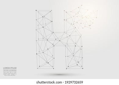 The destruction of the abstract font of English letters is made up of triangles, lines, points and connections. Vector illustration EPS 10.