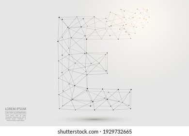 The Destruction Of The Abstract Font Of English Letters Is Made Up Of Triangles, Lines, Points And Connections. Vector Illustration EPS 10.