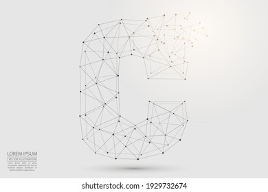 The Destruction Of The Abstract Font Of English Letters Is Made Up Of Triangles, Lines, Points And Connections. Vector Illustration EPS 10.