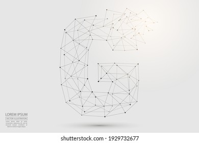 The destruction of the abstract font of English letters is made up of triangles, lines, points and connections. Vector illustration EPS 10.