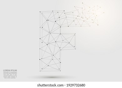 The Destruction Of The Abstract Font Of English Letters Is Made Up Of Triangles, Lines, Points And Connections. Vector Illustration EPS 10.