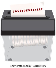 The destruction of confidential documents in the shredder.