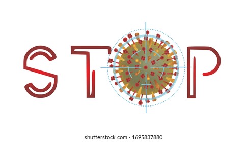 Destrucción del Coronavirus etiquetado Stop. No hay infecciones y se detienen los conceptos de coronavirus. Ilustración del vector