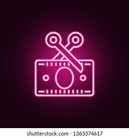 destruction of credit card neon icon. Elements of Banking set. Simple icon for websites, web design, mobile app, info graphics