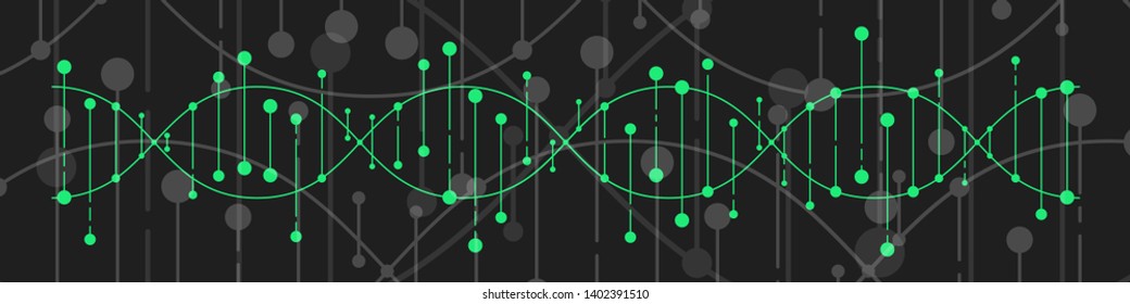 The destruction of DNA on a black background. Vector illustration.