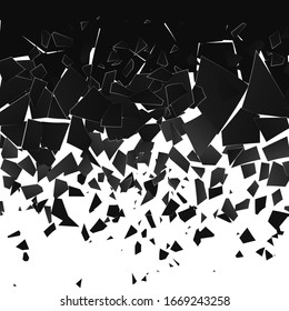 Destruction Effect. Abstract Cloud Of Pieces And Fragments After Wall Explosion. Vector 