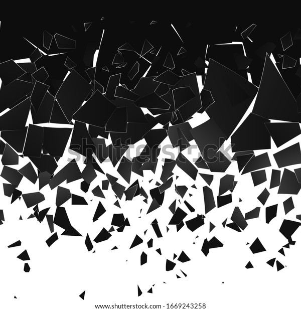 Destruction Effect Abstract Cloud Pieces Fragments Stock Vector ...