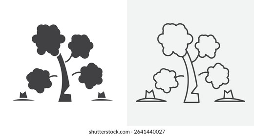 Destruction of forests icon Line graphics illustration
