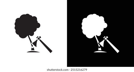 Destruction of forests icon Thin line flat illustration