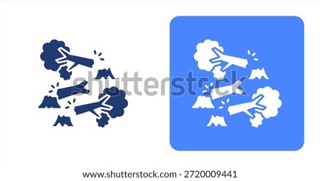 Destruction GlyphTwo-tone color and contrasting background icon illustration