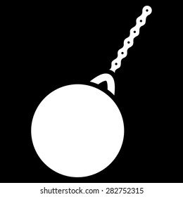 Destruction hammer icon from Business Bicolor Set. Collection style: flat symbols, white color, rounded angles, black background.