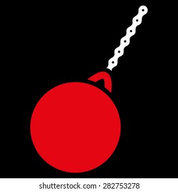 Destruction hammer icon from Business Bicolor Set. Collection style: flat bicolor symbols, red and white colors, rounded angles, black background.