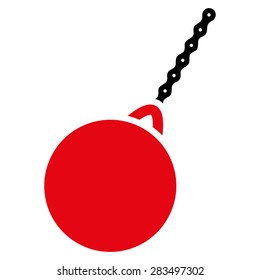 Destruction hammer icon from Business Bicolor Set. Collection style: flat bicolor symbols, intensive red and black colors, rounded angles, white background.