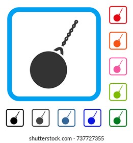 Destruction Hammer icon. Flat grey iconic symbol inside a light blue rounded squared frame. Black, gray, green, blue, red, orange color additional versions of Destruction Hammer vector.