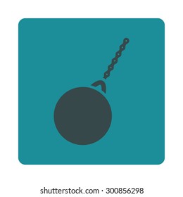 Destruction hammer icon. Vector style is soft blue colors, flat rounded square button on a white background.