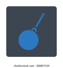 Destruction hammer icon. Vector style is smooth blue colors, flat rounded square button on a white background.