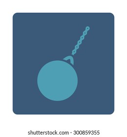 Destruction hammer icon. Vector style is cyan and blue colors, flat rounded square button on a white background.
