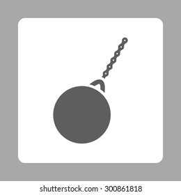 Destruction hammer icon. Vector style is dark gray and white colors, flat rounded square button on a silver background.