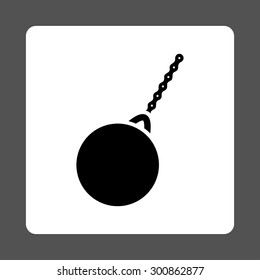 Destruction hammer icon. Vector style is black and white colors, flat rounded square button on a gray background.