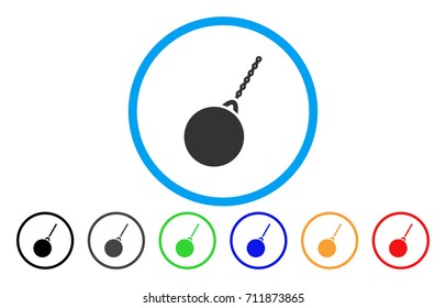 Destruction Hammer rounded icon. Vector illustration style is a gray flat iconic destruction hammer symbol inside a circle. Additional color variants are black, gray, green, blue, red, orange.