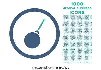 Destruction Hammer rounded vector bicolor icon with 1000 medical business icons. Set style is flat pictograms, cobalt and cyan colors, white background.