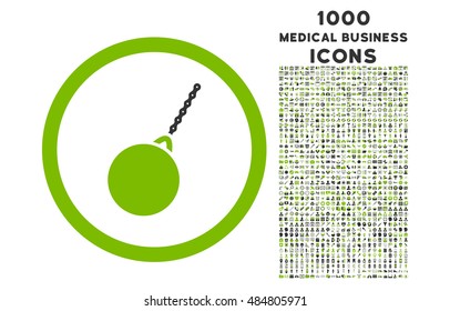 Destruction Hammer rounded vector bicolor icon with 1000 medical business icons. Set style is flat pictograms, eco green and gray colors, white background.