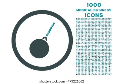 Destruction Hammer rounded vector bicolor icon with 1000 medical business icons. Set style is flat pictograms, soft blue colors, white background.
