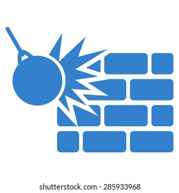 Destruction icon from Business Bicolor Set. Vector style: flat symbols, cobalt color, rounded angles, white background.