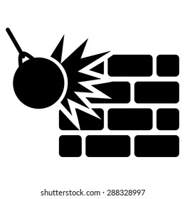 Icono de destrucción de Business Bicolor Set. Estilo del vector: símbolos planos, color negro, ángulos redondeados, fondo blanco.