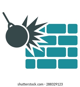 Destruction icon from Business Bicolor Set. Vector style: flat bicolor symbols, soft blue colors, rounded angles, white background.