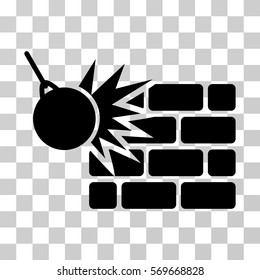 Destruction icon. Vector illustration style is flat iconic symbol, black color, transparent background. Designed for web and software interfaces.