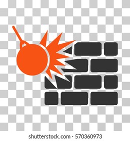 Destruction icon. Vector illustration style is flat iconic bicolor symbol, orange and gray colors, transparent background. Designed for web and software interfaces.