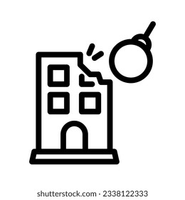 destruction line icon illustration vector graphic. Simple element illustration vector graphic, suitable for app, websites, and presentations isolated on white background