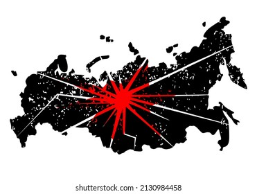 Destruction of the Russia because of the crisis and sanctions. Grunge abstract background. Modern problems of mankind, environmental disasters, war, famine, disease, politics. Vector illustration.