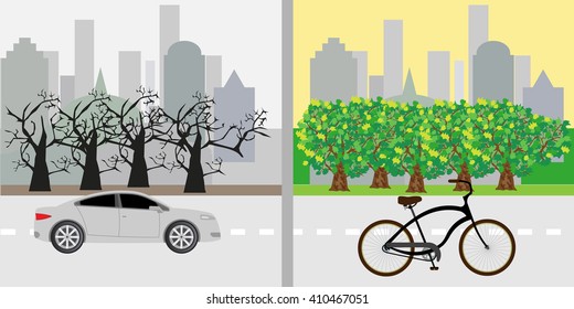 destruction of trees noxious gases from cars