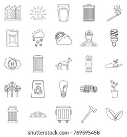 Destructive nature icons set. Outline set of 25 destructive nature vector icons for web isolated on white background