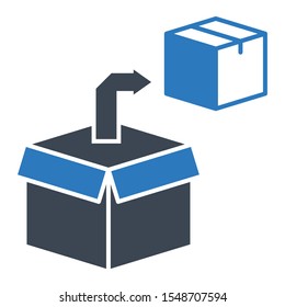 Detach box Parcel to reduce transportation costs vector icon Order Delivery and Shipping design