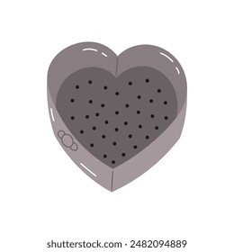 Detachable baking dish in heart shape with removable bottom. Hand drawn cake pan. Vector illustration on white background.