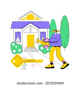 Detached house abstract concept vector illustration. Single family house, stand-alone household, single-detached building, individual land ownership, unattached dwelling unit abstract metaphor.