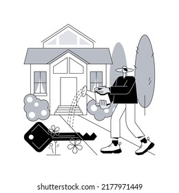 Detached house abstract concept vector illustration. Single family house, stand-alone household, single-detached building, individual land ownership, unattached dwelling unit abstract metaphor.