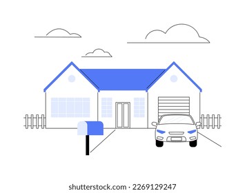 Detached house abstract concept vector illustration. Single family house, stand-alone household, single-detached building, individual land ownership, unattached dwelling unit abstract metaphor.