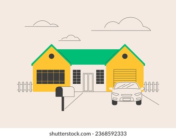 Detached house abstract concept vector illustration. Single family house, stand-alone household, single-detached building, individual land ownership, unattached dwelling unit abstract metaphor.